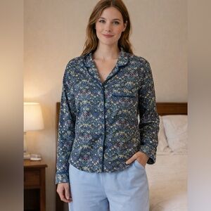 Antonio Melani Liberty London Fabric Floral Blue Women's Pajama Night Top Small